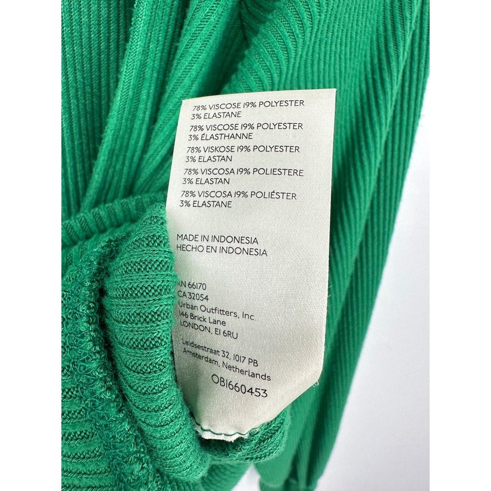 Anthropologie Top Womens Large Green Ribbed Surplice Balloon Work Office - Picture 7 of 9